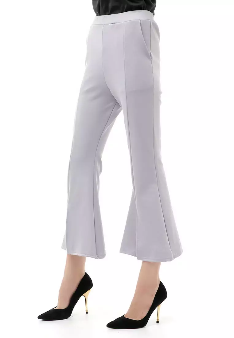 Jourel Long Pants Celana Panjang Casual Wanita Cutbray Split Comportable Material Scuba ORIGINAL - Gray Silver