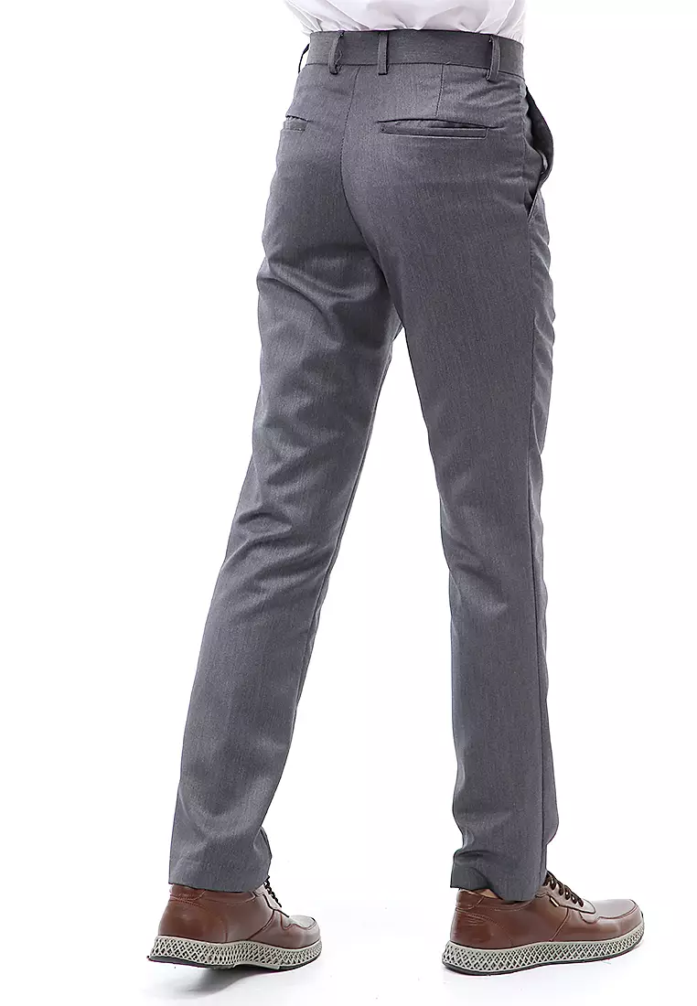 Locko Celana Panjang Formal Metalik Pria Slim Fit Material Wool ORIGINAL - Gray