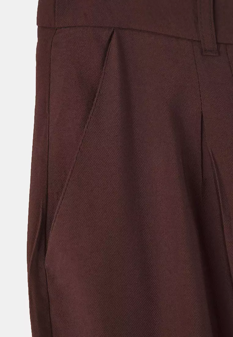 High Waist Wide Legs Pleated Trousers