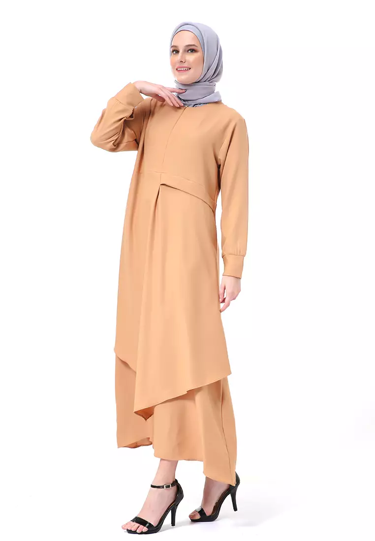 Khalista Gamis Dress Muslimah Lengan Panjang Regular Fit Premium High Quality - Mocca