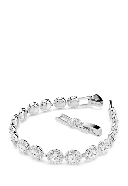 Una Angelic Tennis Bracelet, Round Cut, White, Rhodium Plated