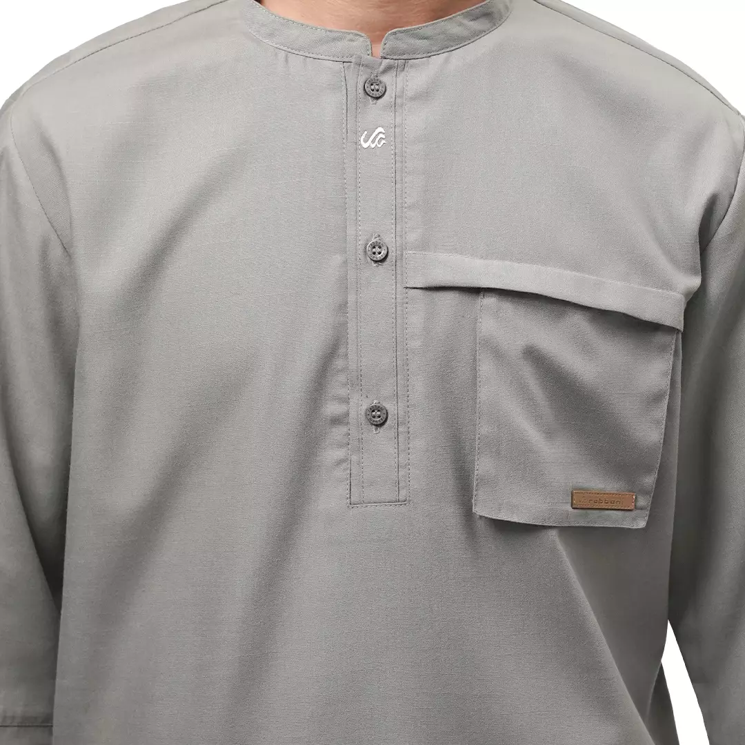 Rabbani - Kemeja Koko Longgar Muslim Pria Dewasa Marivat Exclusive - Grey