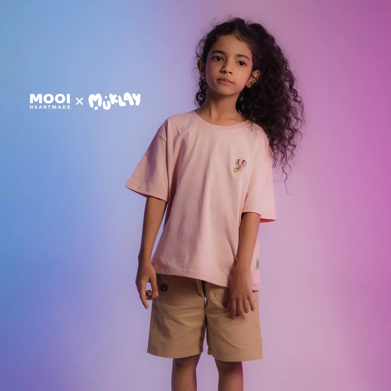 Mooi X Muklay Kaos Anak Unisex T-Shirt Basic Kids - Pink