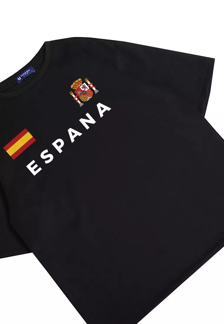 MTS30 Kaos Oversize Bola Soccer Spanyol Euro 2024 Bahan Scuba Tebal "espana" Hitam