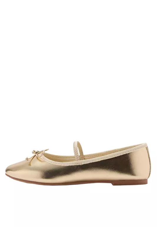 Metallic Strip Ballerina Flats