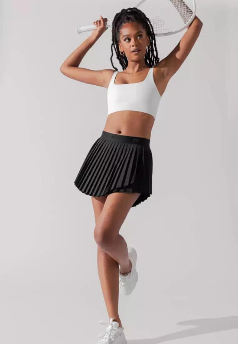 Yume High-Waist Pleated Sport Skirt with Inner Shorts — Tennis Running Yoga Active Skort for Women