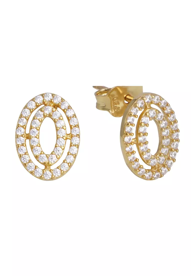 Double Oval Studs 18k Gold
