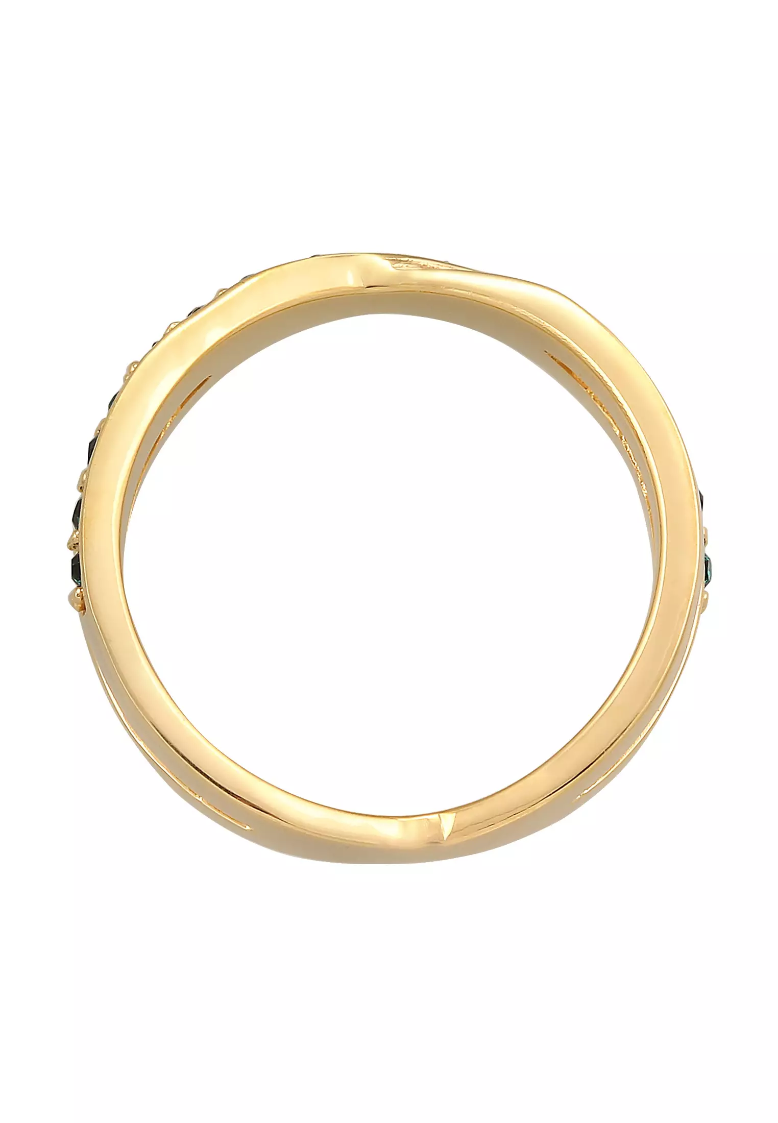 Ring Stack Wrapped Elegant Set Glass Crystals Gold Plated