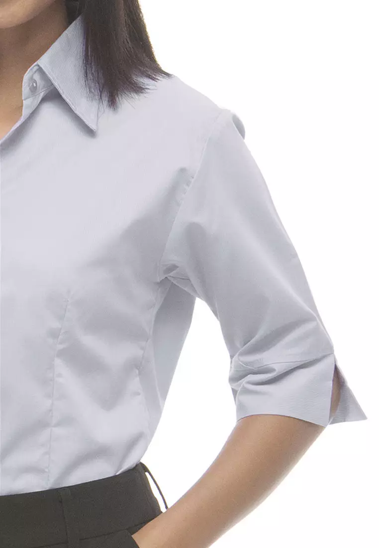 Divina Pinstripe 3/4 Sleeve Office Blouse