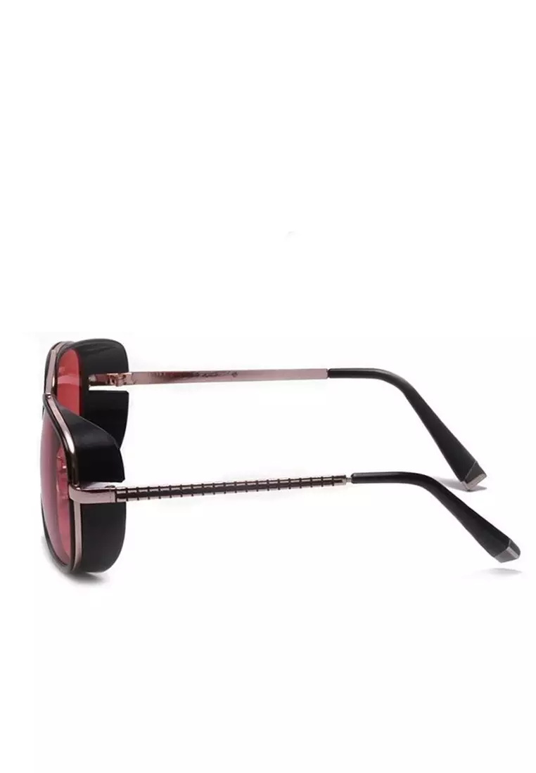 Adkins Sunglasses Kacamata Pria Steampunk Iron Man UV Protection Frame Material PC ORIGINAL - Black Red