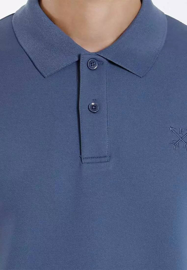 Forest Mens Stretchable Cotton Slim Fit Polo Tee - 23961-36DarkGreyBlue