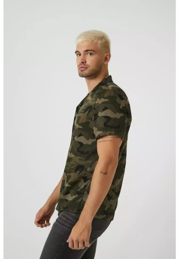 Buy FOREVER 21 Camo Print Cuban Collar Shirt 2024 Online ZALORA