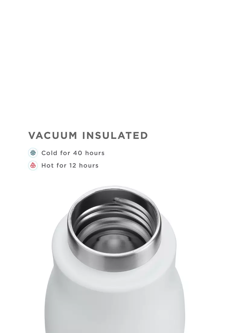 Zoku White 18oz Stainless Bottle - Botol Minum Termos,  Botol Minum Tahan Panas Dingin