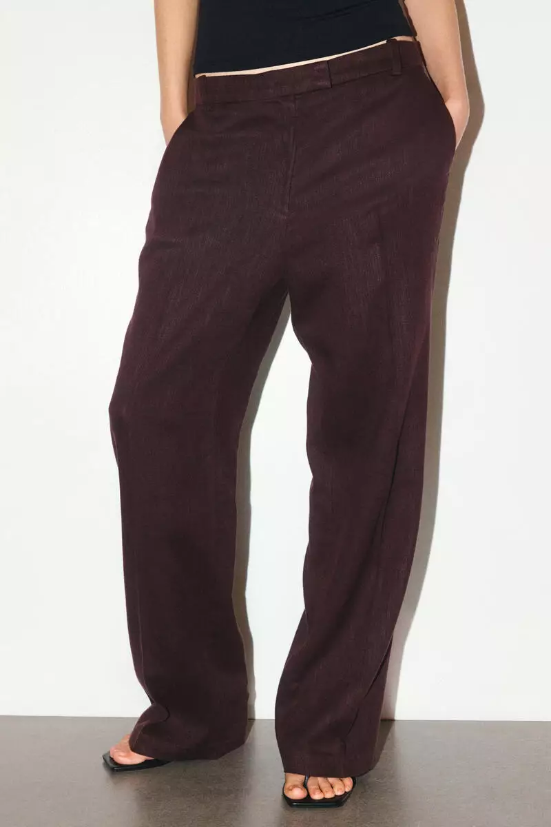 Linen-blend tailored trousers