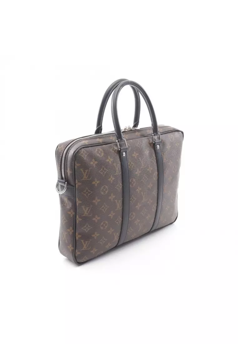 Pre-Loved Louis Vuitton PDV PM monogram macassar Briefcase Business bag PVC leather Brown black 2WAY