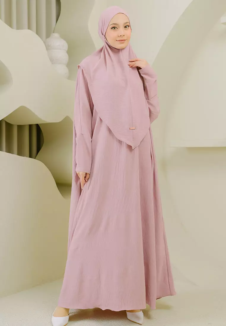Hafsha Abaya Set Pink Pastel