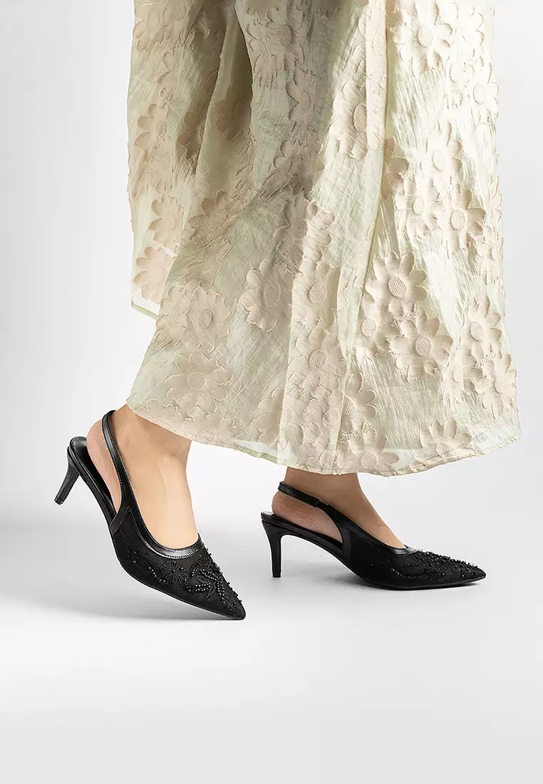 Evora Lace Slingbacks Pumps