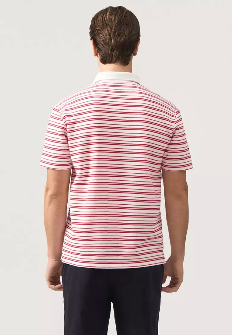 Regular Fit Striped Polo Shirt In Honeycomb Pique