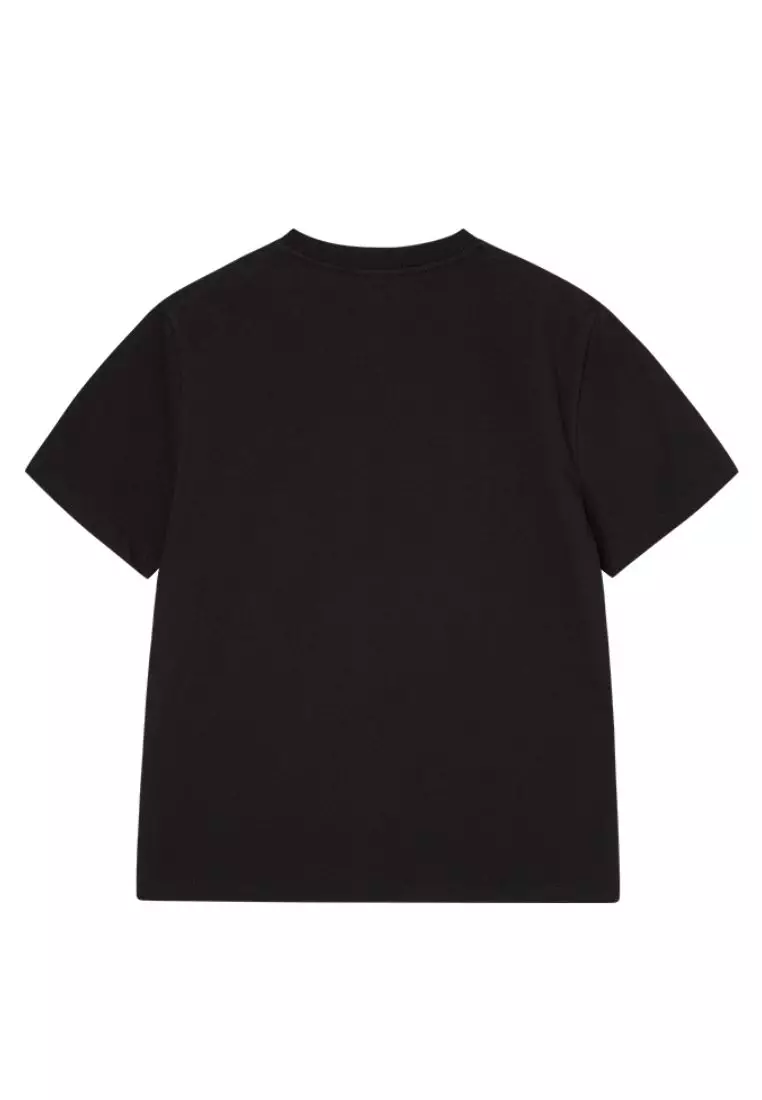 Oil Painting Graphic Woman Short Sleeve T-Shirt Black