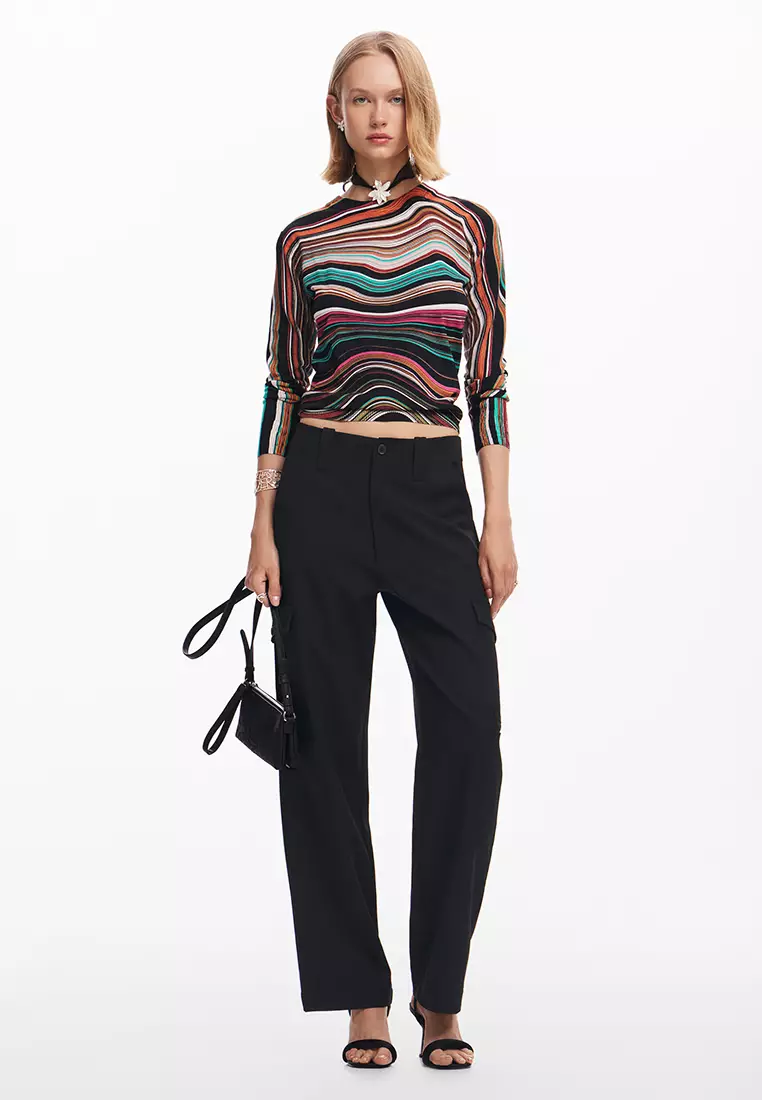 Desigual Woman Wavy striped sweater.