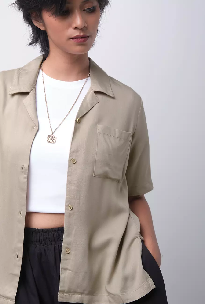 Kemeja Wanita Kenzy Beige Cream