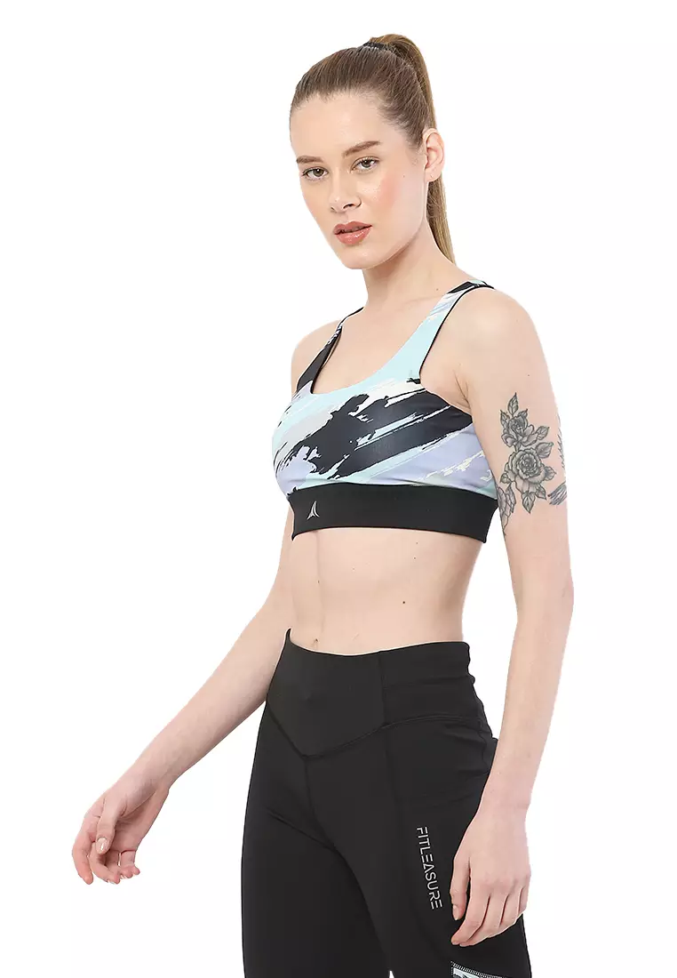 Floral Cardio Black Yoga/Workout Padded Sports Bra