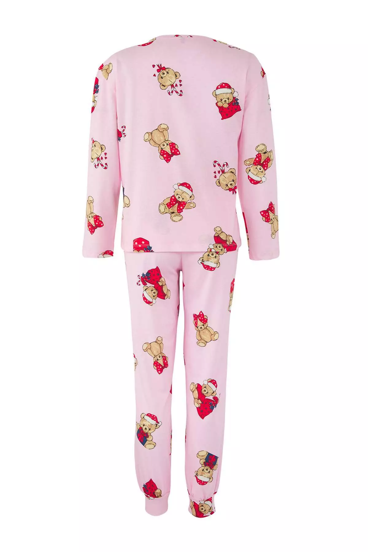 Pink 100% Cotton Teddy Bear Christmas Themed Knitted Pajama Set Thmaw26Pt00052