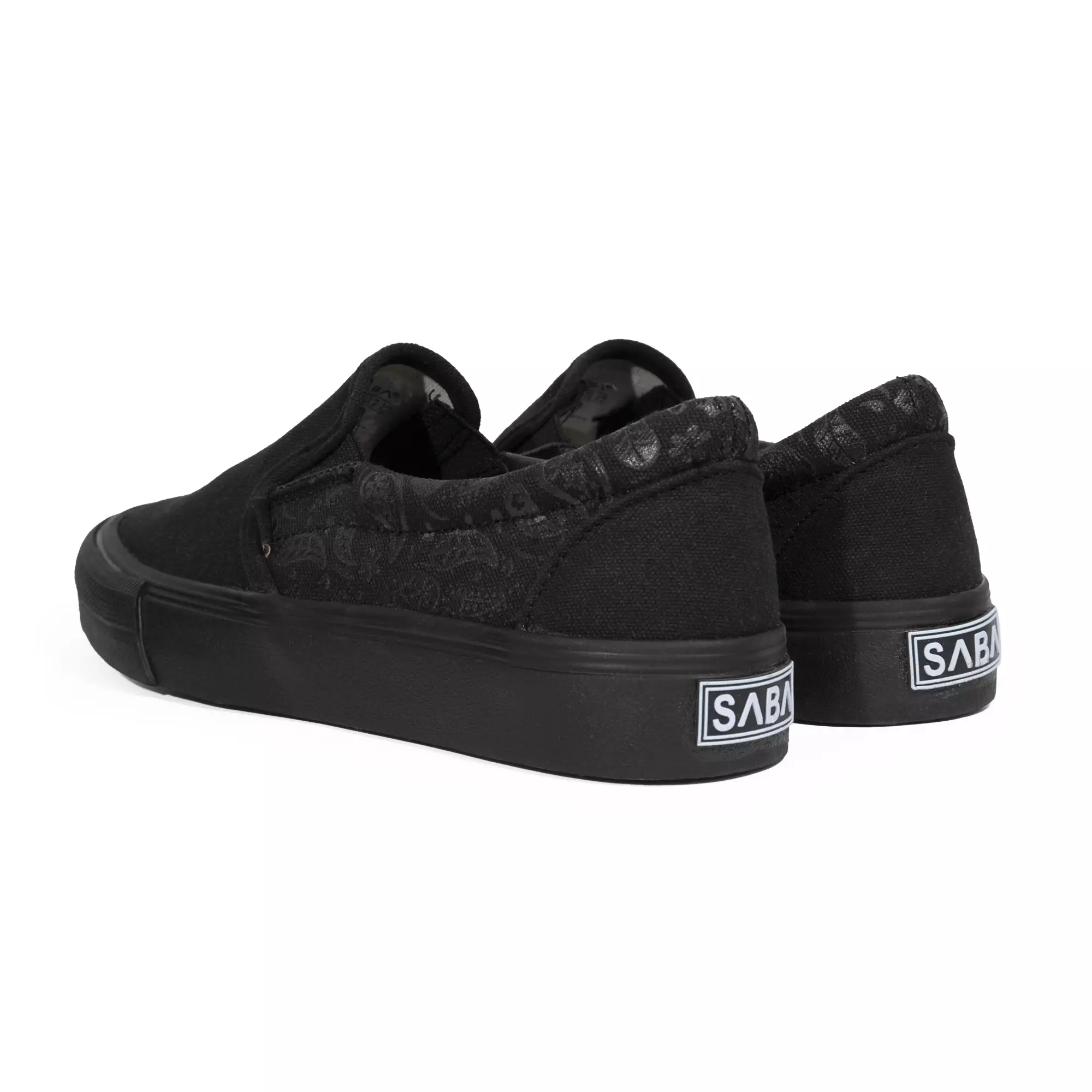 SABA Slip on Paisley Mono Black - Sepatu Sneakers Casual Pria Wanita