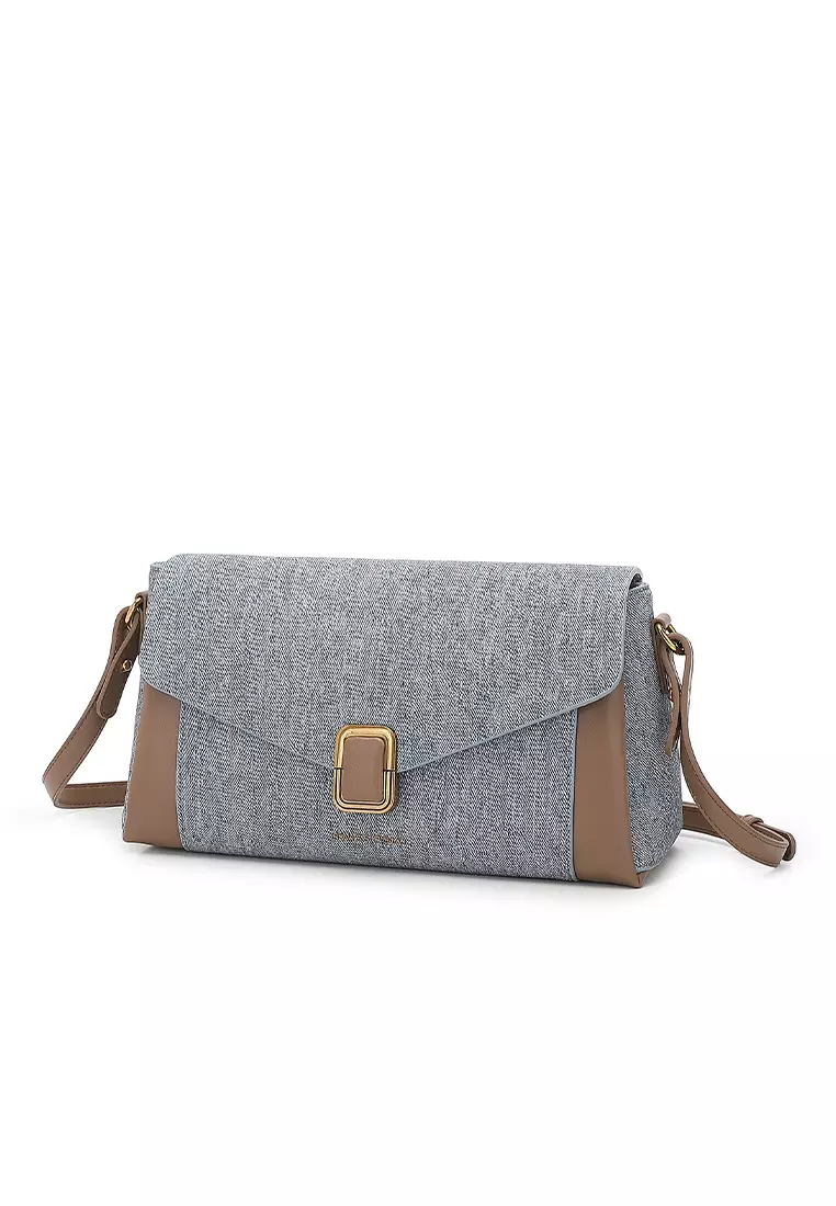 Women's Sling Bag / Crossbody Bag / Shoulder Bag - Light Blue / Dark Khaki