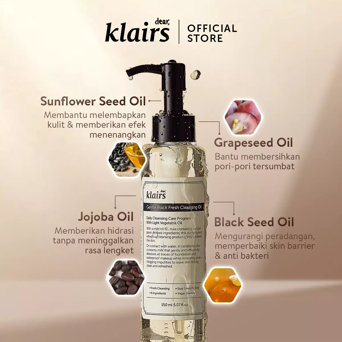 Dear Klairs Gentle Black Fresh Cleansing Oil 150ml