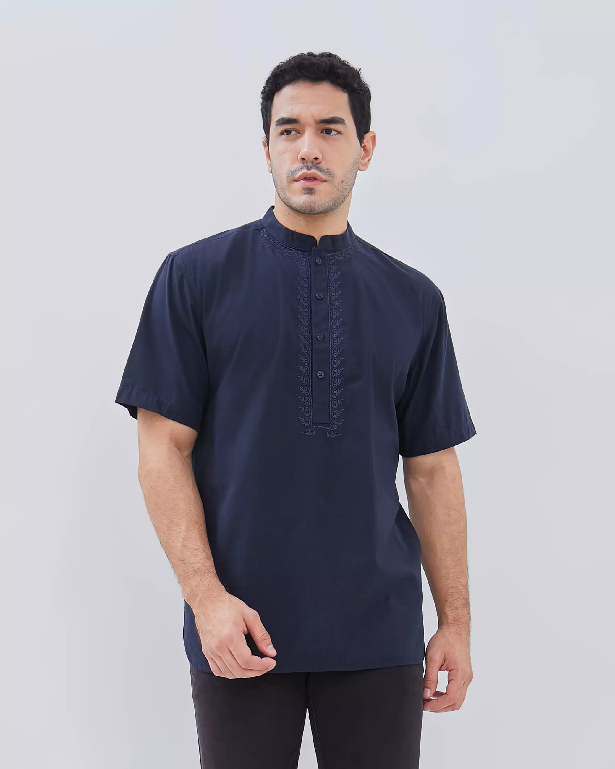 AMK Kemeja Koko Pria Lengan Pendek KK Tabaqah s/s Navy Blue