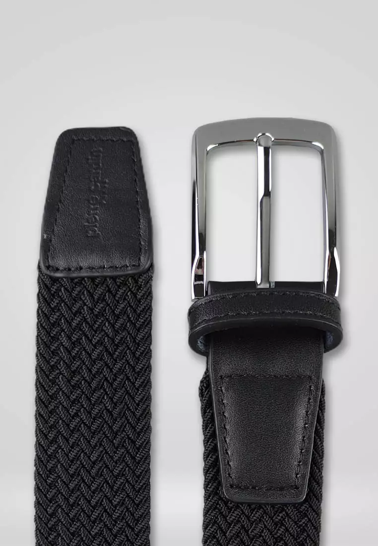 Pierre Cardin Ikat Pinggang Pria Rajut Karet Elastis Anyam Webbing Kulit Impor Sabuk Men Belt