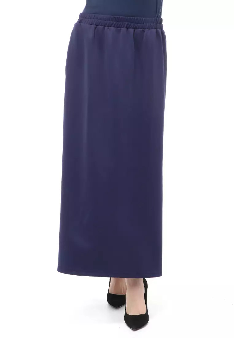 Rok Panjang Muslimah Polos Bawahan Wanita Regular Fit All Size - Navy