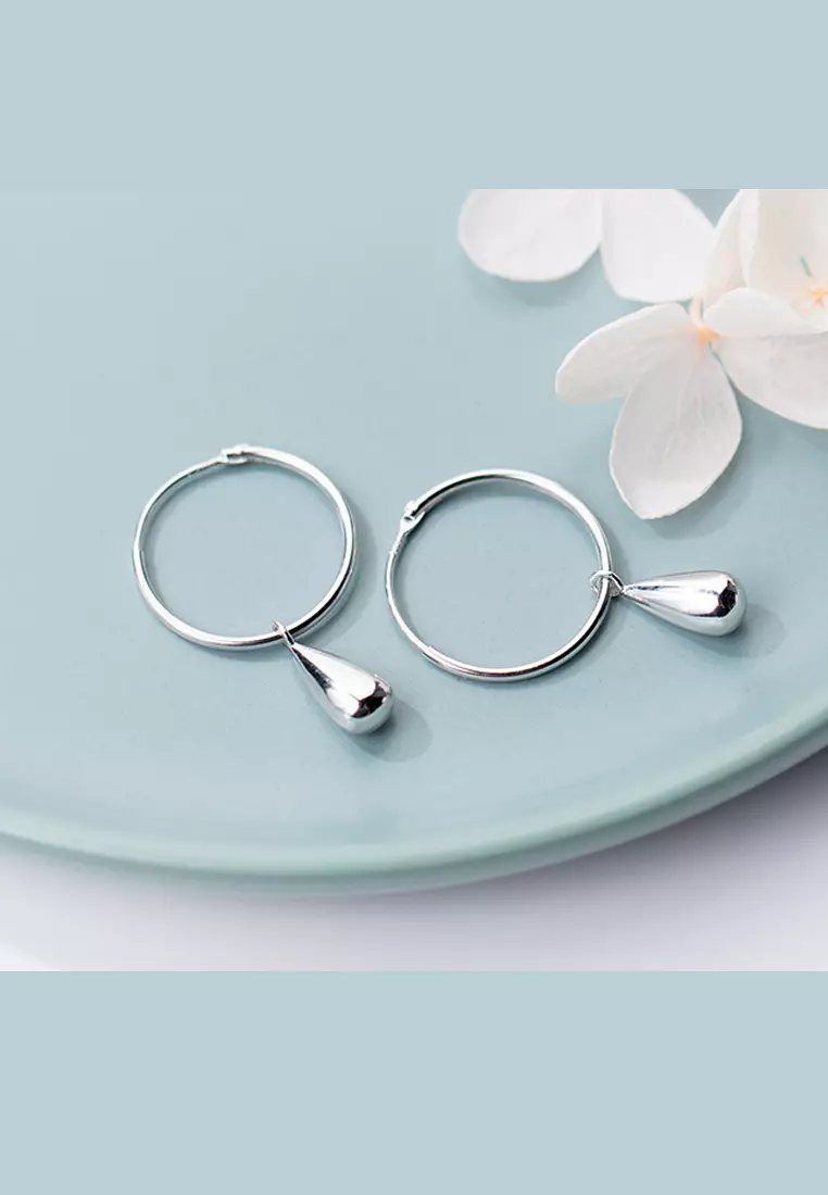 925 Silver Waterdrop Hoop Earrings JW AR-E6471