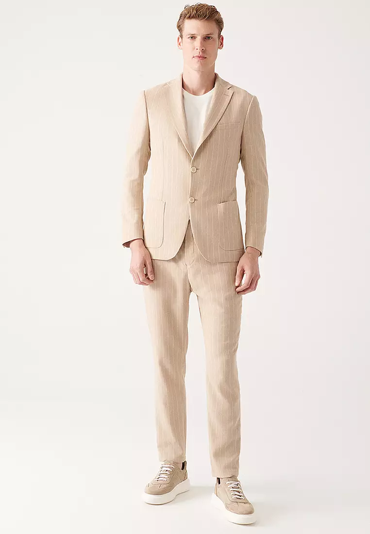 Linen Blend Slim Fit Jacket