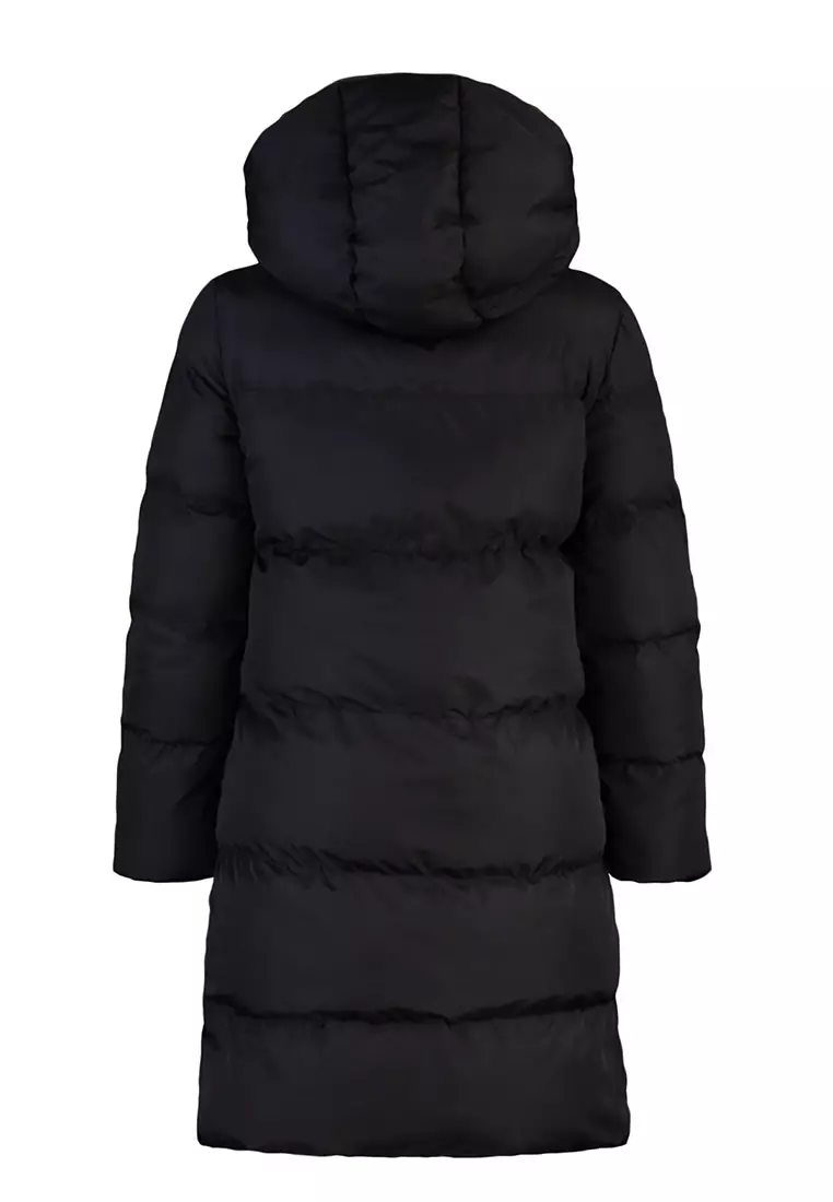 Black-Khaki Double Sided Hooded Water Repellent Long Puffer Jacket TWOAW23MO00052