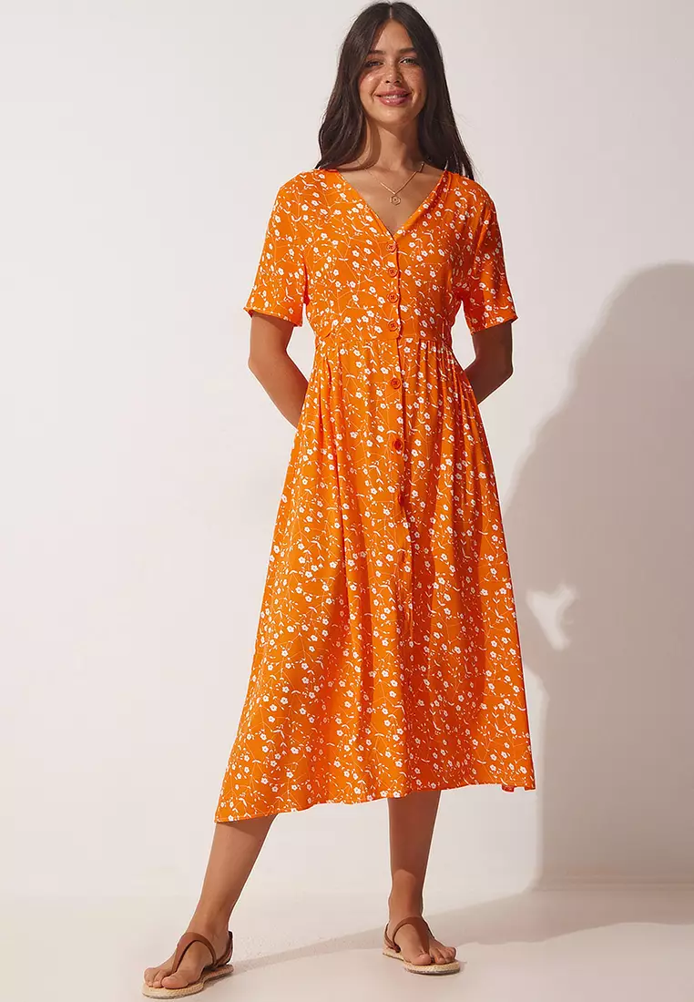 Floral Summer Dress with Buttons