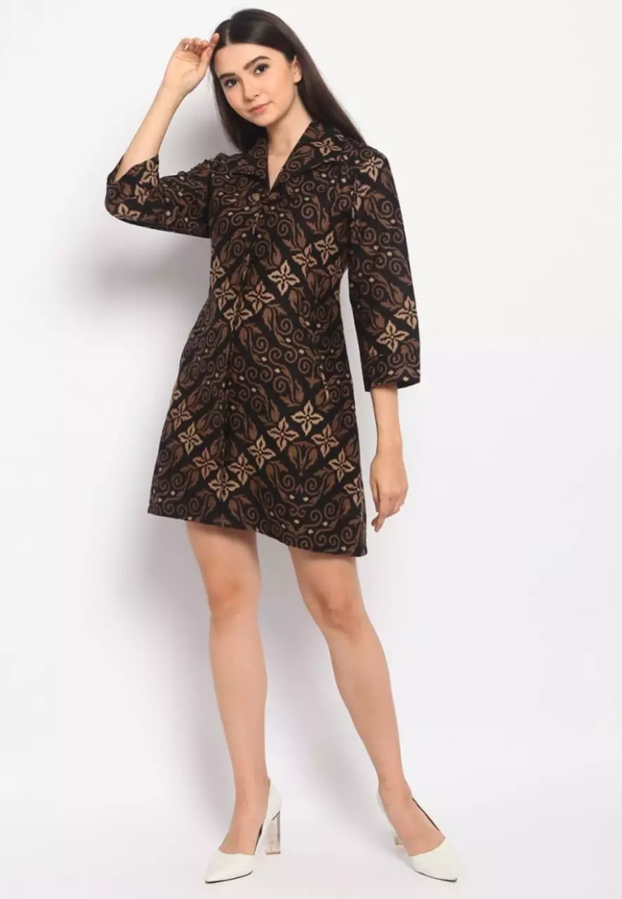 Tunik Batik Songket Abu  Premium