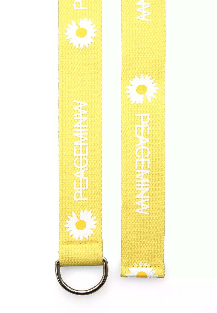 Hasina Aksesoris Fashion Ikat Pinggang Wanita Motif Bunga Casual Belt Material Canvas ORIGINAL - Yellow