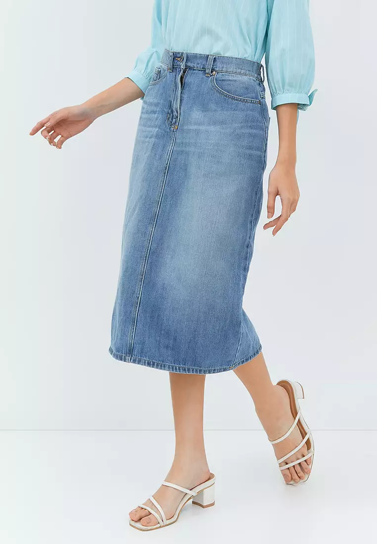 Gita Midi Medium Blue Skirt (G.2301)