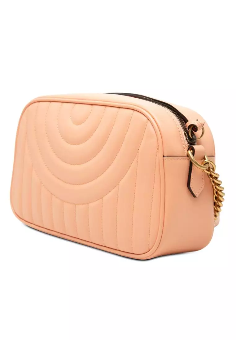 Pre-Loved Gucci Small Gg Marmont Matelasse Calfskin Vertical Ring Crossbody