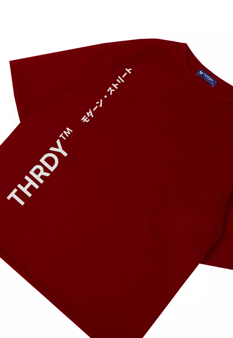 MTV78 Kaos Oversize Distro Pria Thirdday THRDY Tm Vertikal Maroon
