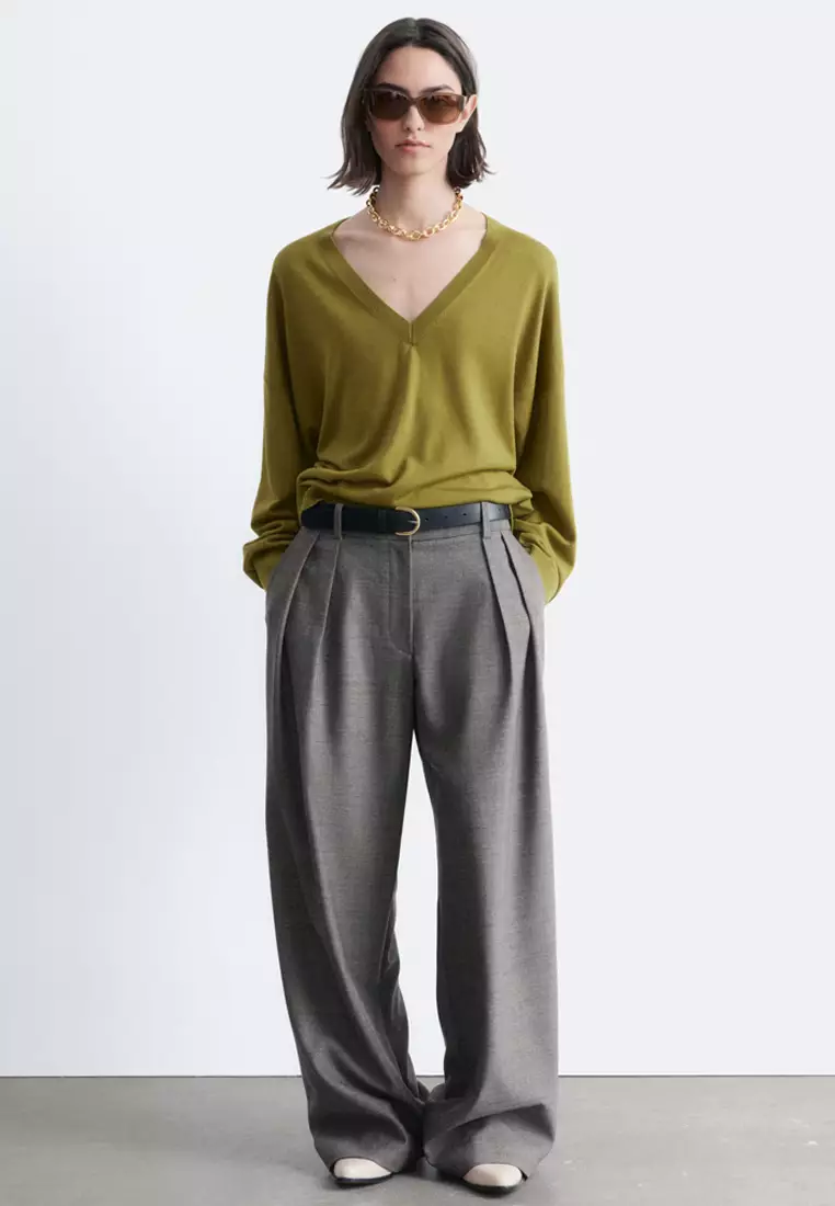 Wool-Blend Tailored Trousers
