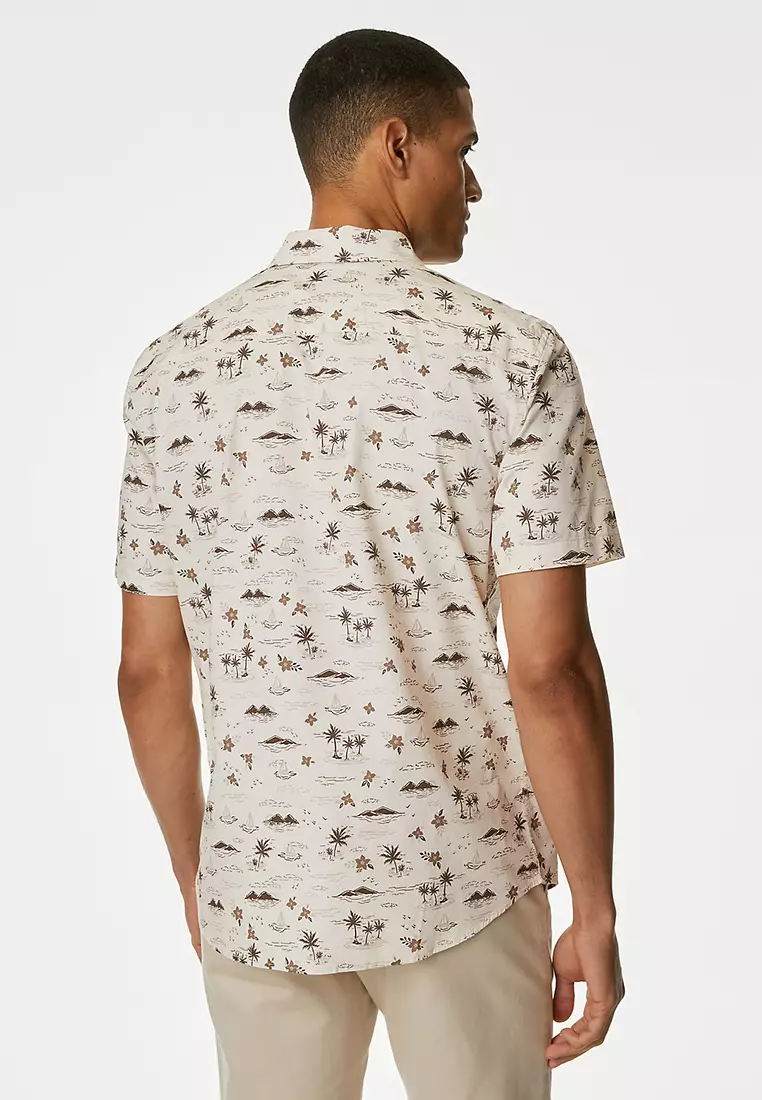 Easy Iron Pure Cotton Geometric Print Shirt