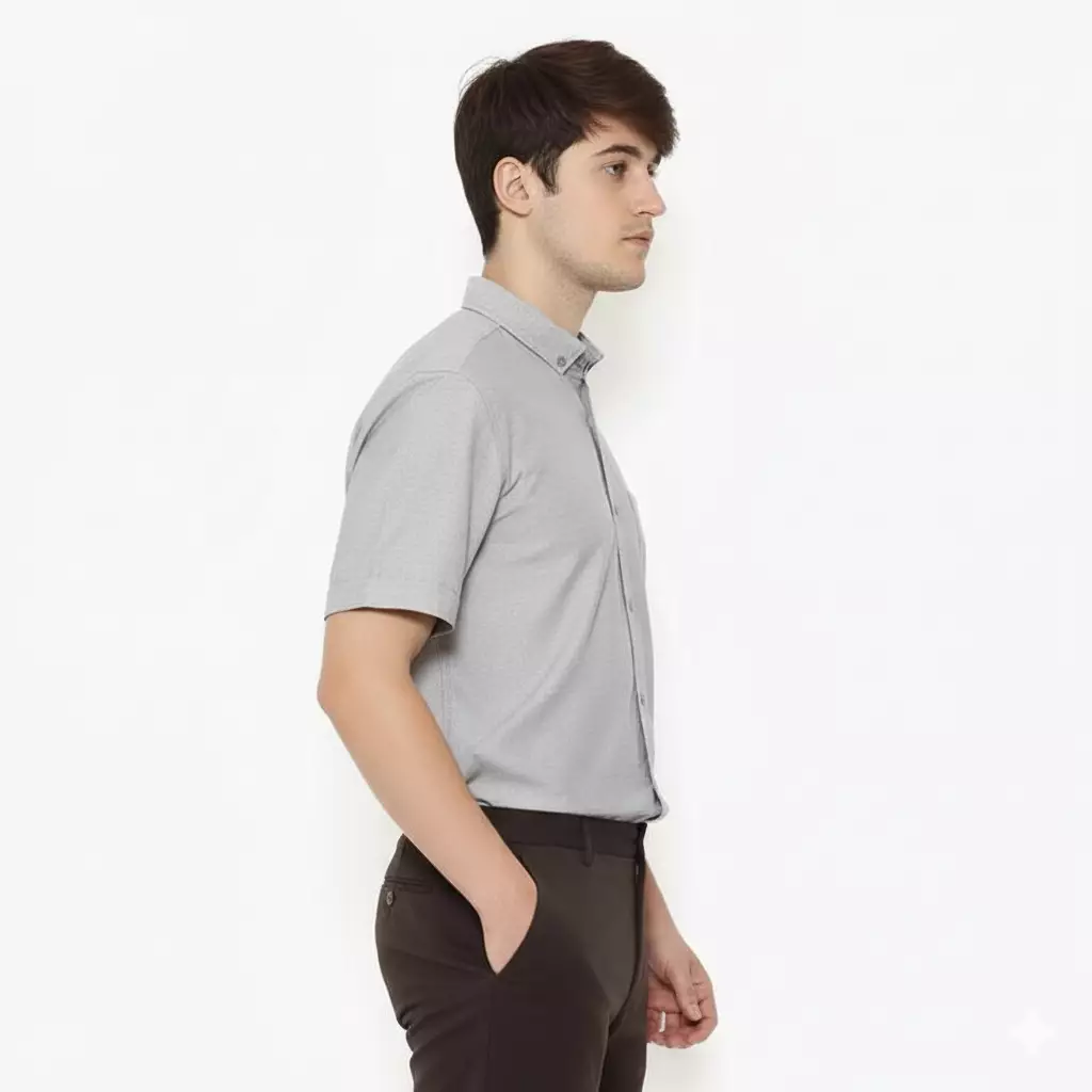 Lawell Kemeja Pria Lengan Pendek Polos Bahan Katun Warna Abu – MAXWELL