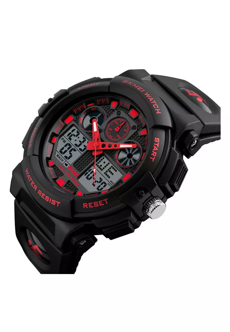Skmei - Jam Tangan Pria - Black Red - Resin Strap - 1270-H