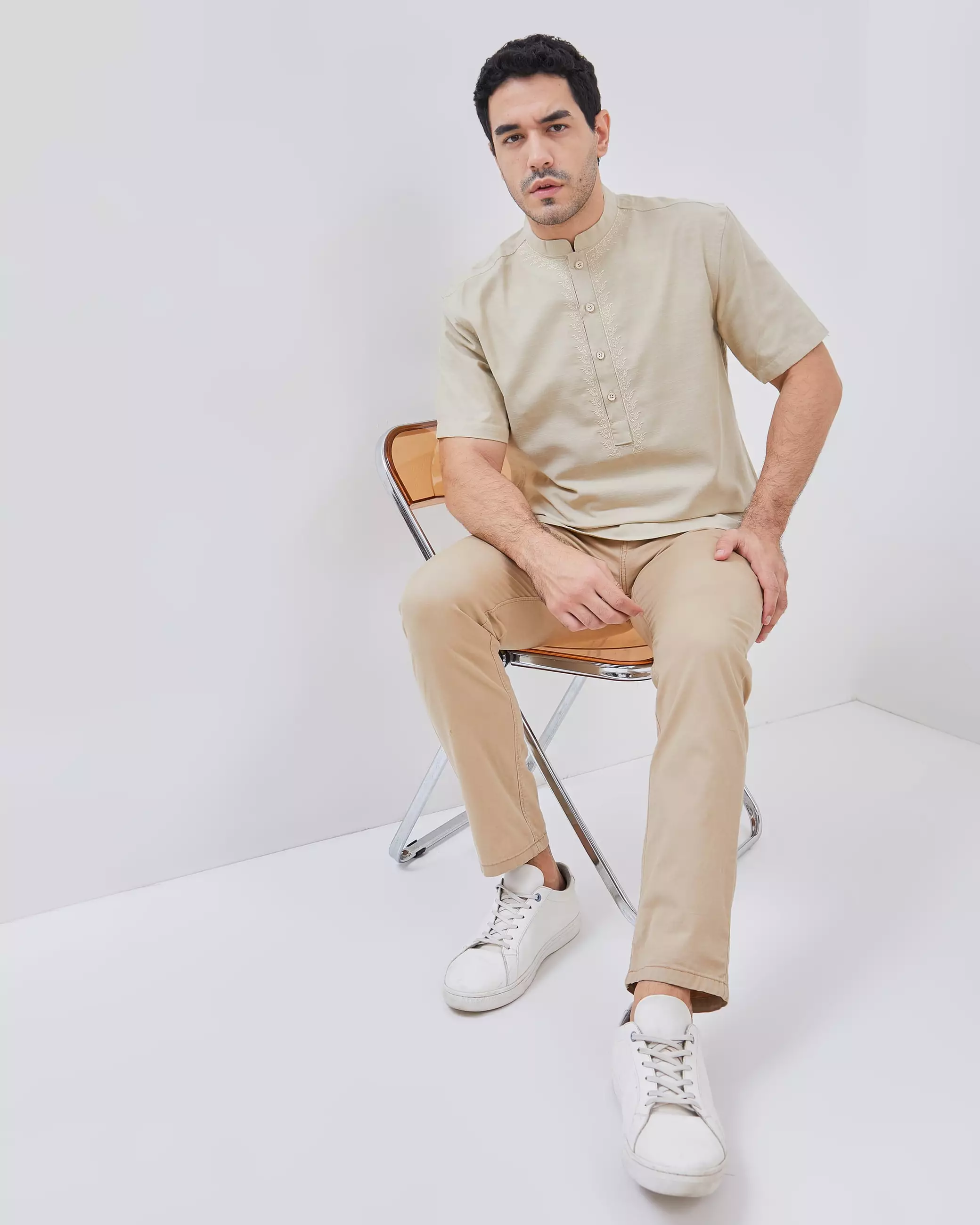 AMK Kemeja Koko Pria Lengan Pendek KK Tabaqah s/s Khaki