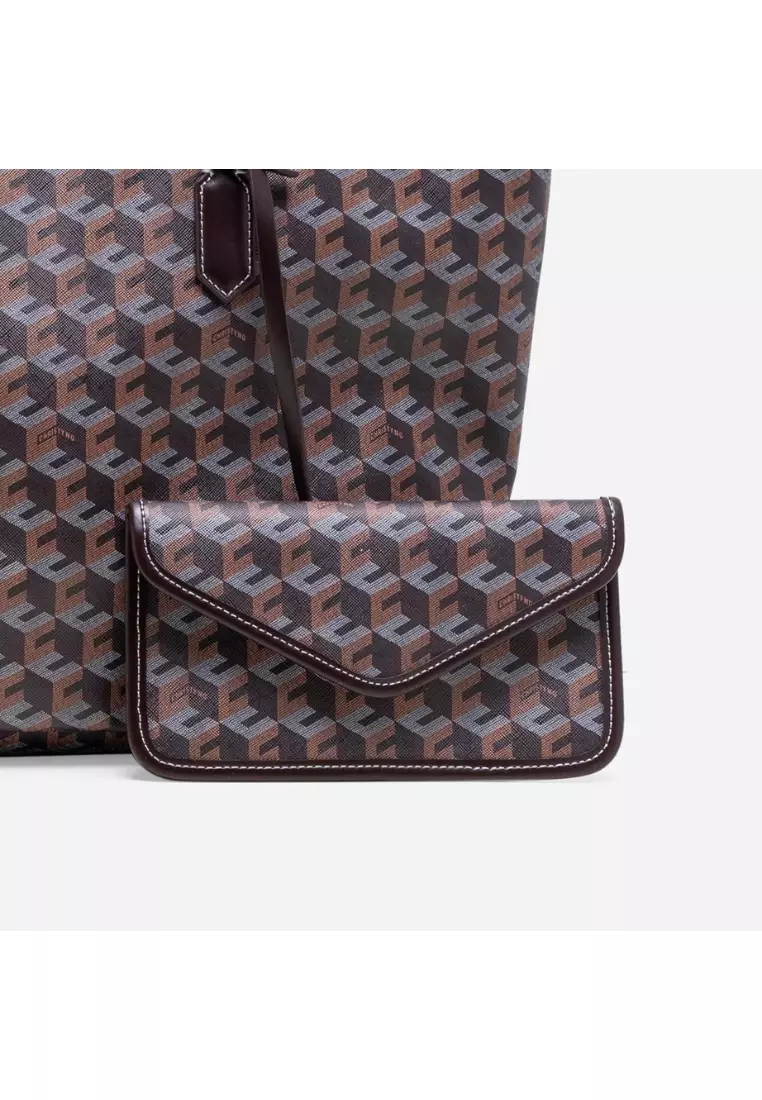 Russo Monogram Tote Bag Chestnut Brown