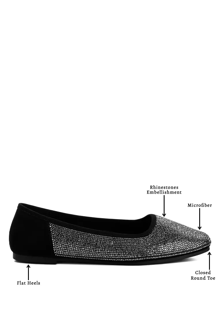 Black Shimmering Rhinestone Ballerinas
