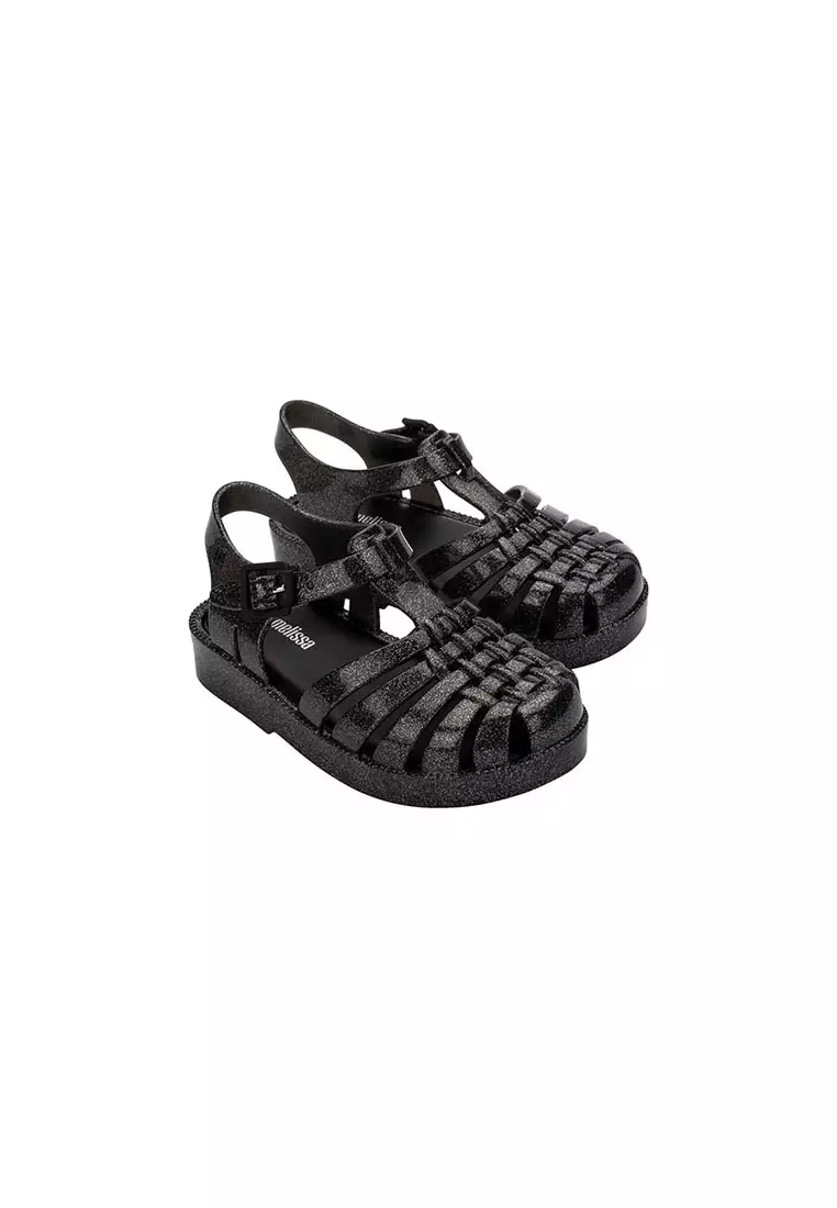 Mini Possession Shiny BB Toddlers Sandals - Glitter Black
